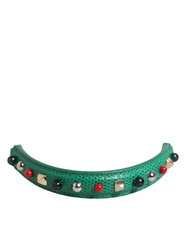 Green Embellished Leather Bag Handle Women Shoulder Strap Dolce & Gabbana