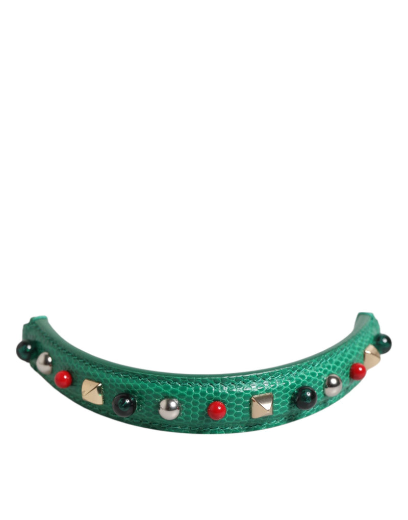 Green Embellished Leather Bag Handle Women Shoulder Strap Dolce & Gabbana