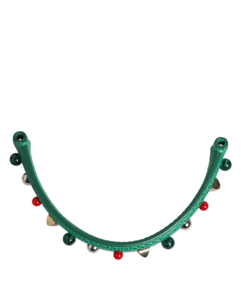 Green Embellished Leather Bag Handle Women Shoulder Strap Dolce & Gabbana