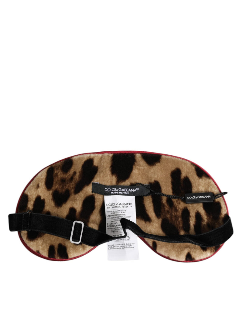 Brown Leopard Print Silk Women Accessory Sleep Eye Mask Dolce & Gabbana