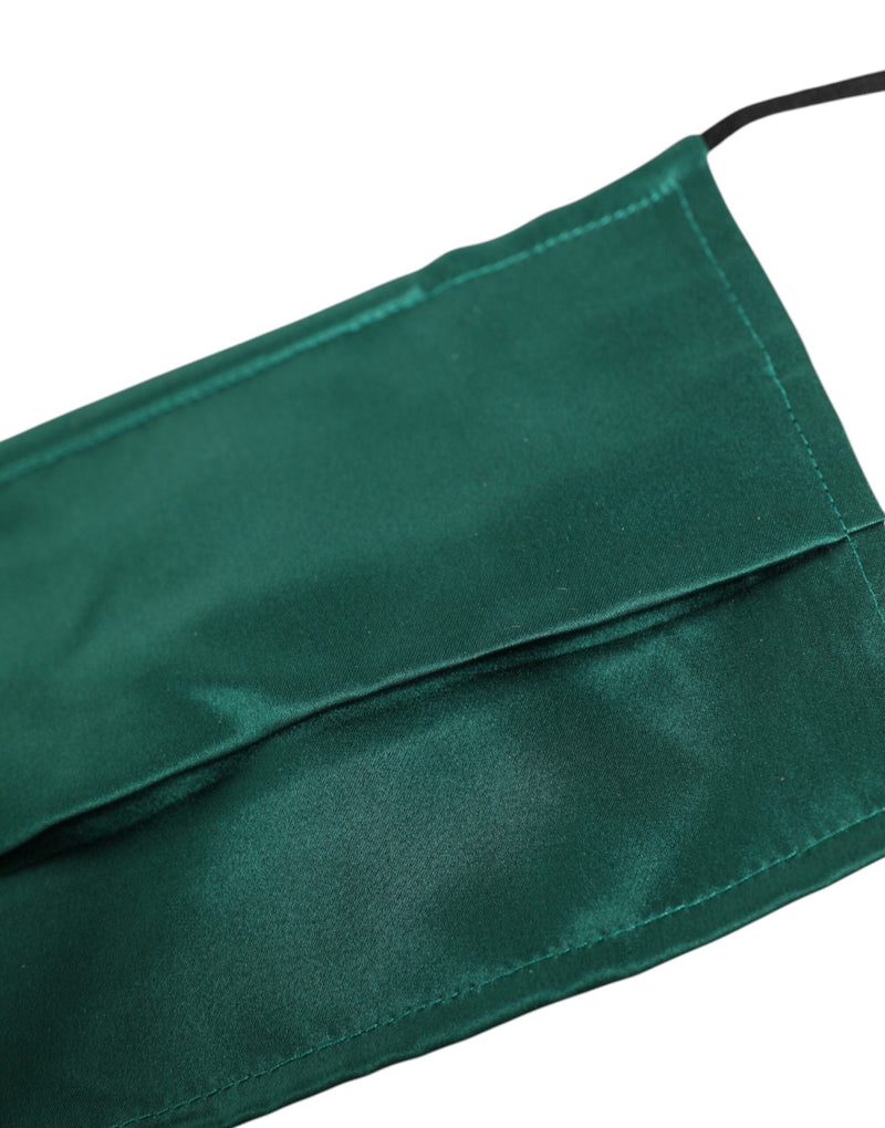 Green Silk Pleated Elastic Ear Strap Face Mask Dolce & Gabbana