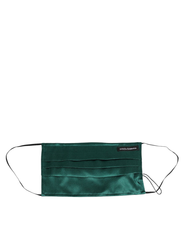 Green Silk Pleated Elastic Ear Strap Face Mask Dolce & Gabbana