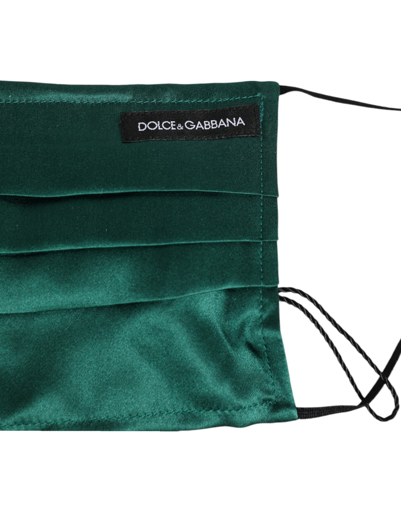 Green Silk Pleated Elastic Ear Strap Face Mask Dolce & Gabbana