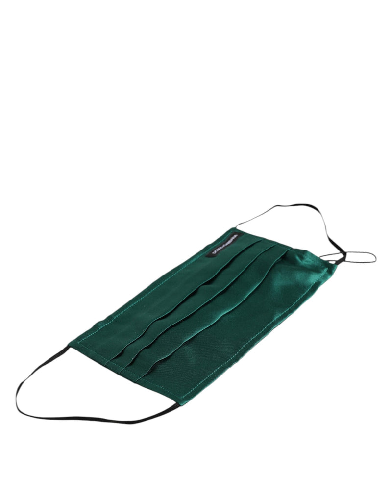 Green Silk Pleated Elastic Ear Strap Face Mask Dolce & Gabbana