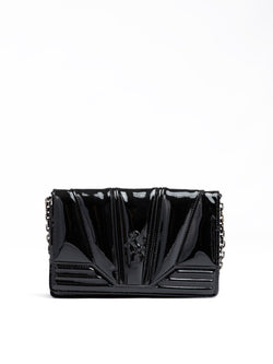 Black GT patent leather bag with chain Ferrari