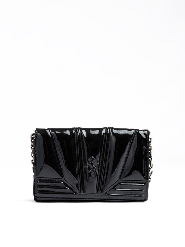Black GT patent leather bag with chain Ferrari