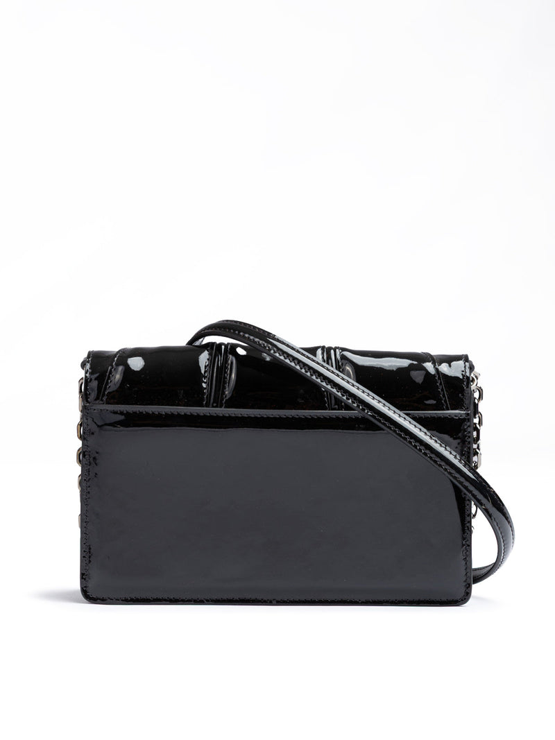Black GT patent leather bag with chain Ferrari