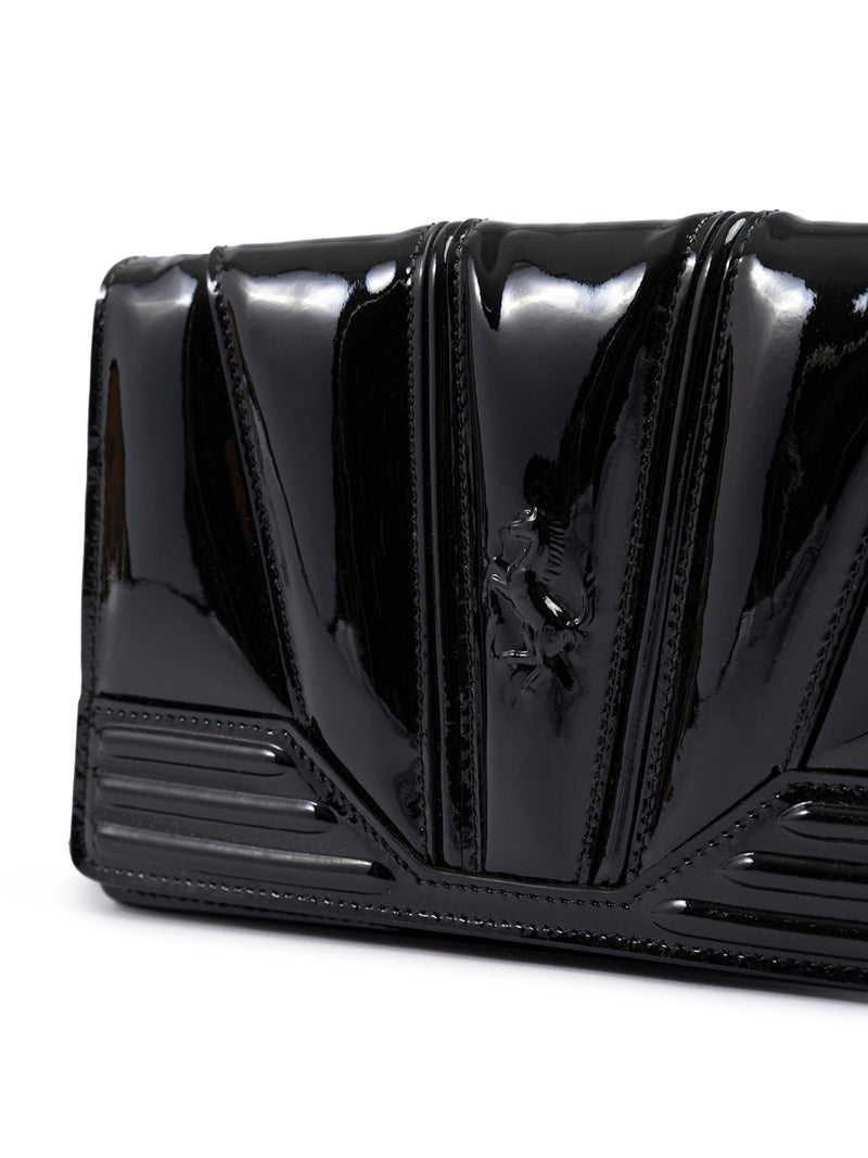 Black GT patent leather bag with chain Ferrari