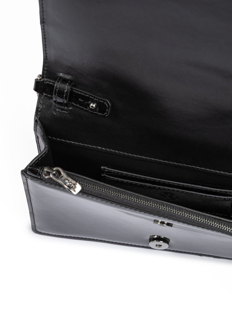 Black GT patent leather bag with chain Ferrari