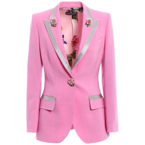 Pink Wool Jackets & Coat Dolce & Gabbana