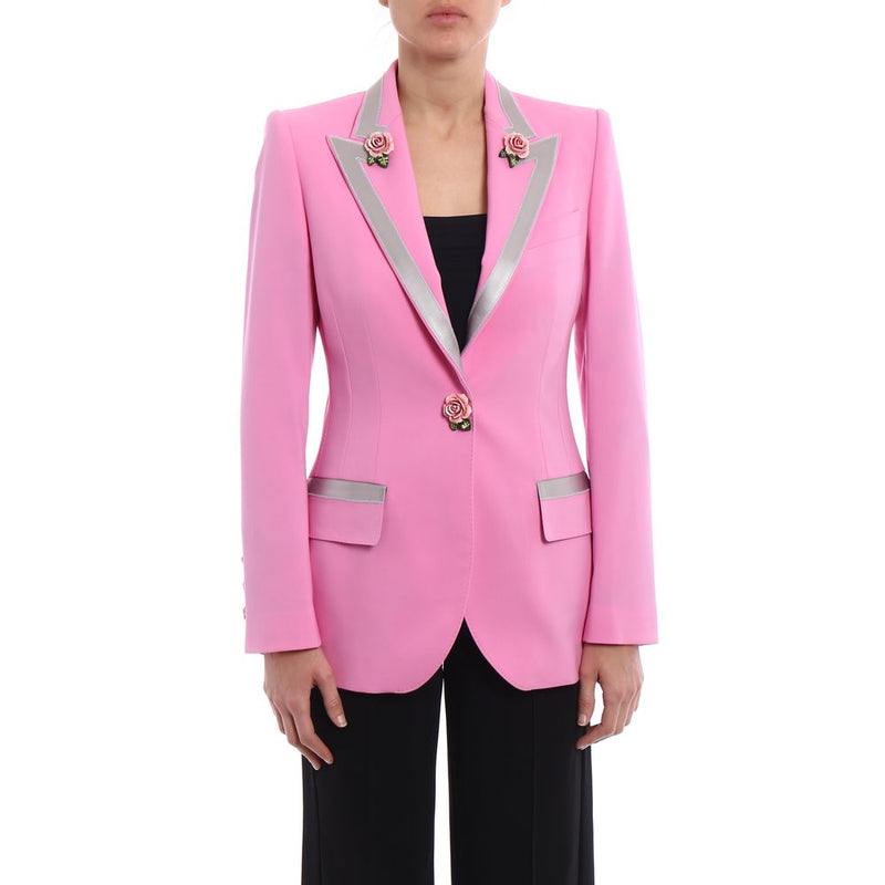 Pink Wool Jackets & Coat Dolce & Gabbana