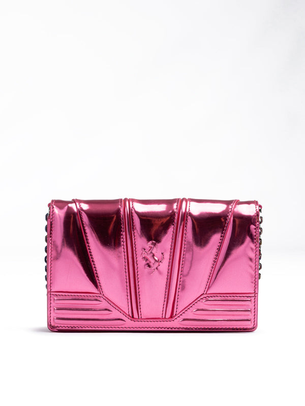 Metal Pink GT patent leather bag with chain Ferrari