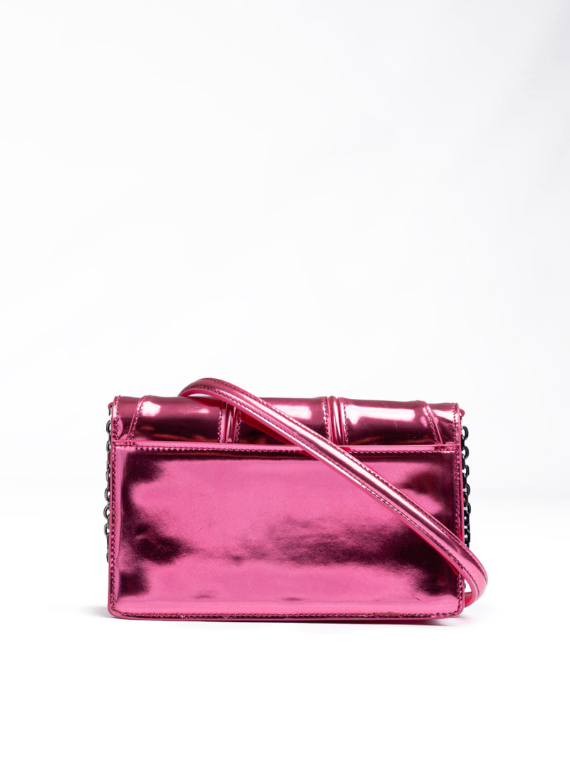 Metal Pink GT patent leather bag with chain Ferrari