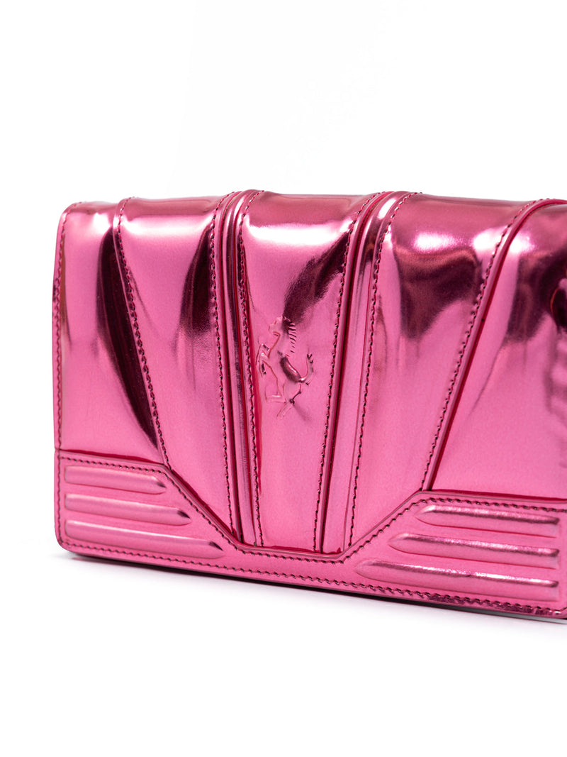 Metal Pink GT patent leather bag with chain Ferrari