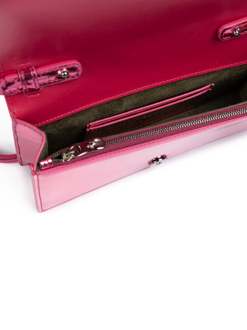 Metal Pink GT patent leather bag with chain Ferrari