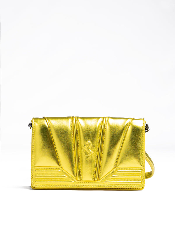 Metal Yellow GT patent leather bag with chain Ferrari