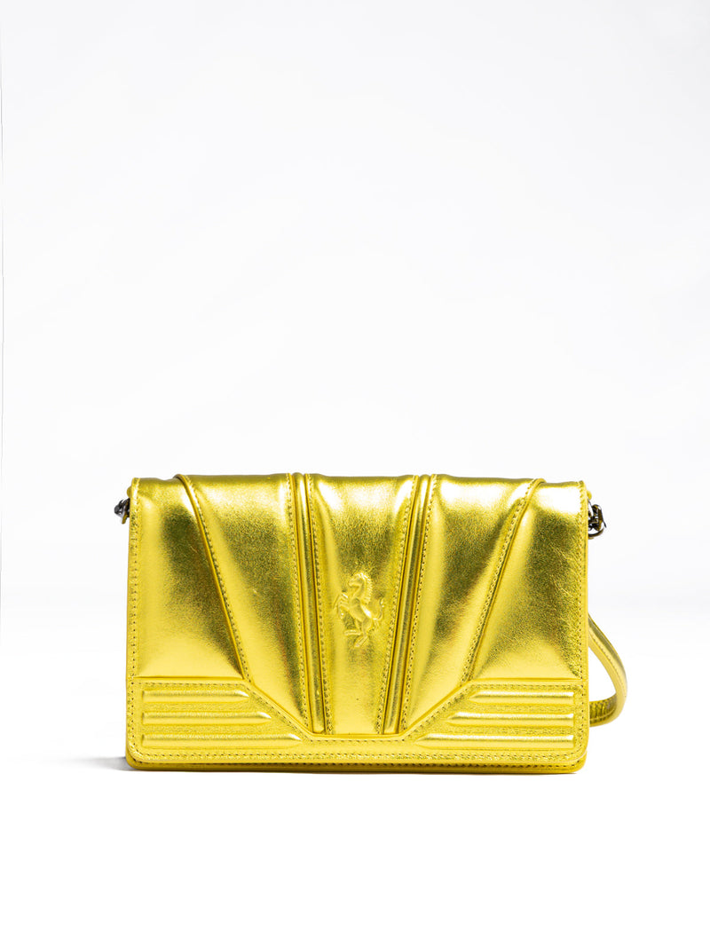 Metal Yellow GT patent leather bag with chain Ferrari