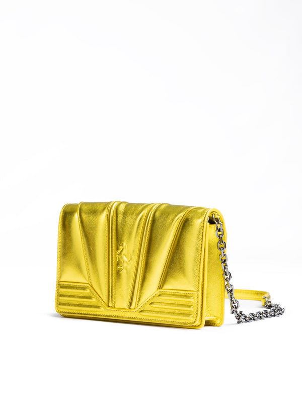 Metal Yellow GT patent leather bag with chain Ferrari