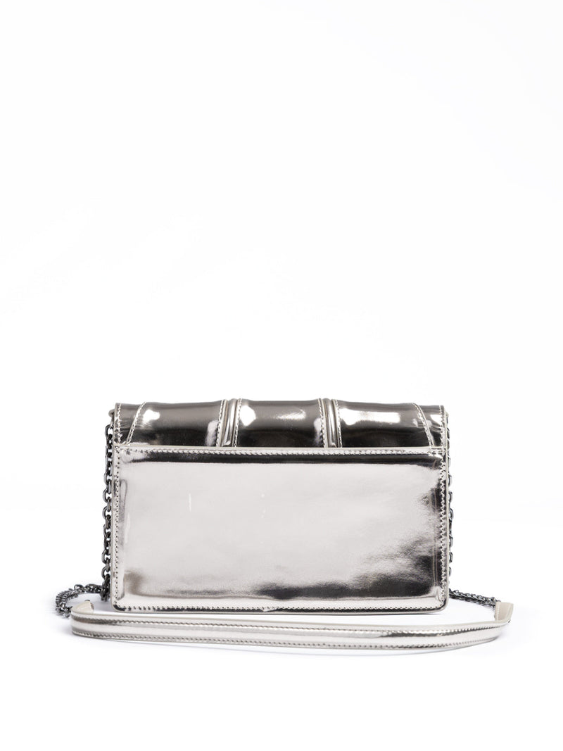 Metal Silver GT patent leather bag with chain Ferrari