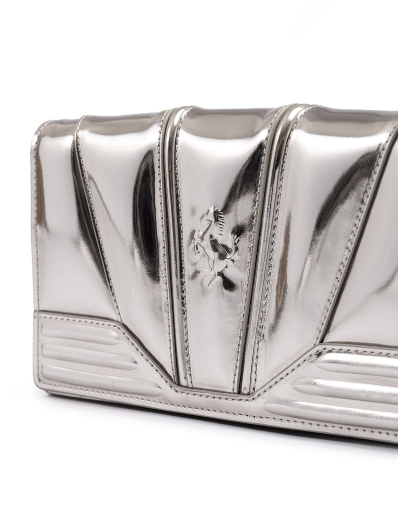 Metal Silver GT patent leather bag with chain Ferrari