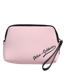 Pink Solid Nylon DG Logo Print Clutch Zip Borse Pouch Bag Dolce & Gabbana