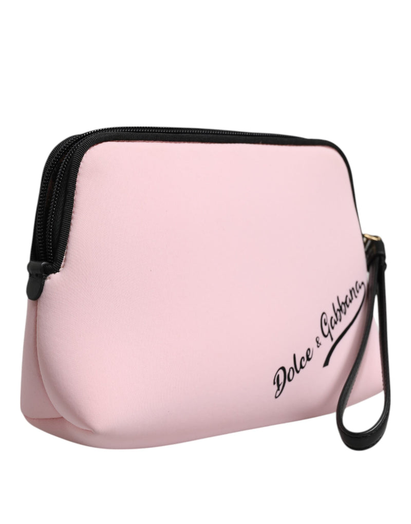 Pink Solid Nylon DG Logo Print Clutch Zip Borse Pouch Bag Dolce & Gabbana