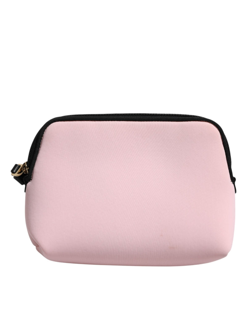 Pink Solid Nylon DG Logo Print Clutch Zip Borse Pouch Bag Dolce & Gabbana