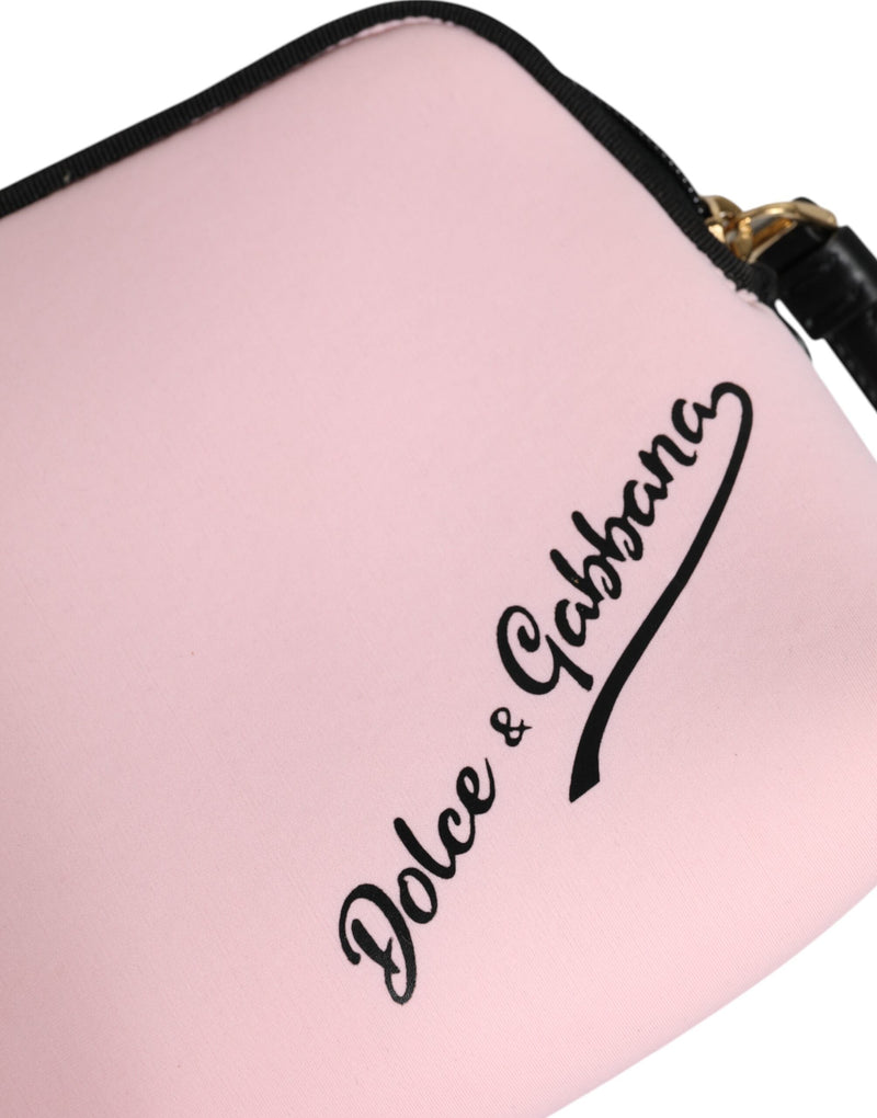 Pink Solid Nylon DG Logo Print Clutch Zip Borse Pouch Bag Dolce & Gabbana