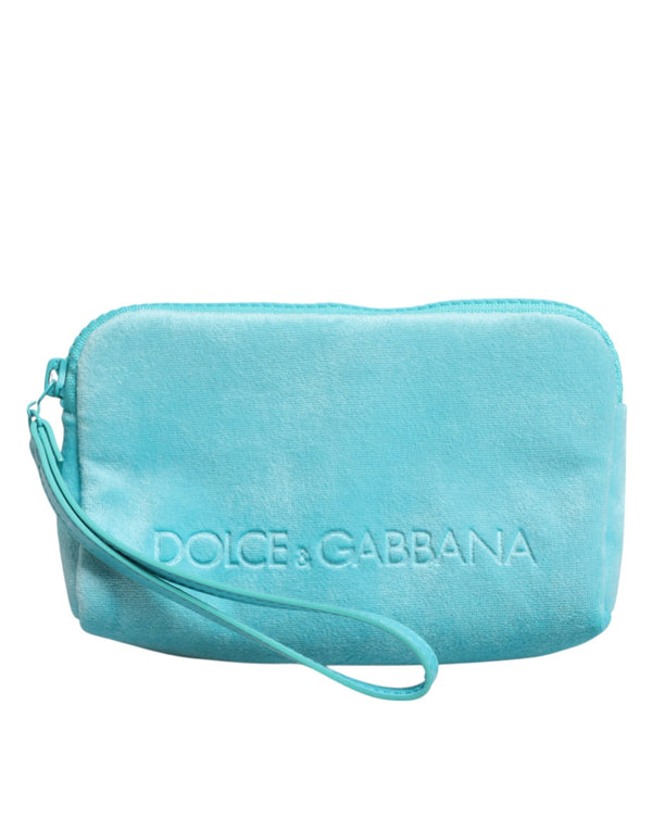 Light Blue Solid Logo Clutch Sunglasses Holder Pouch Bag Dolce & Gabbana