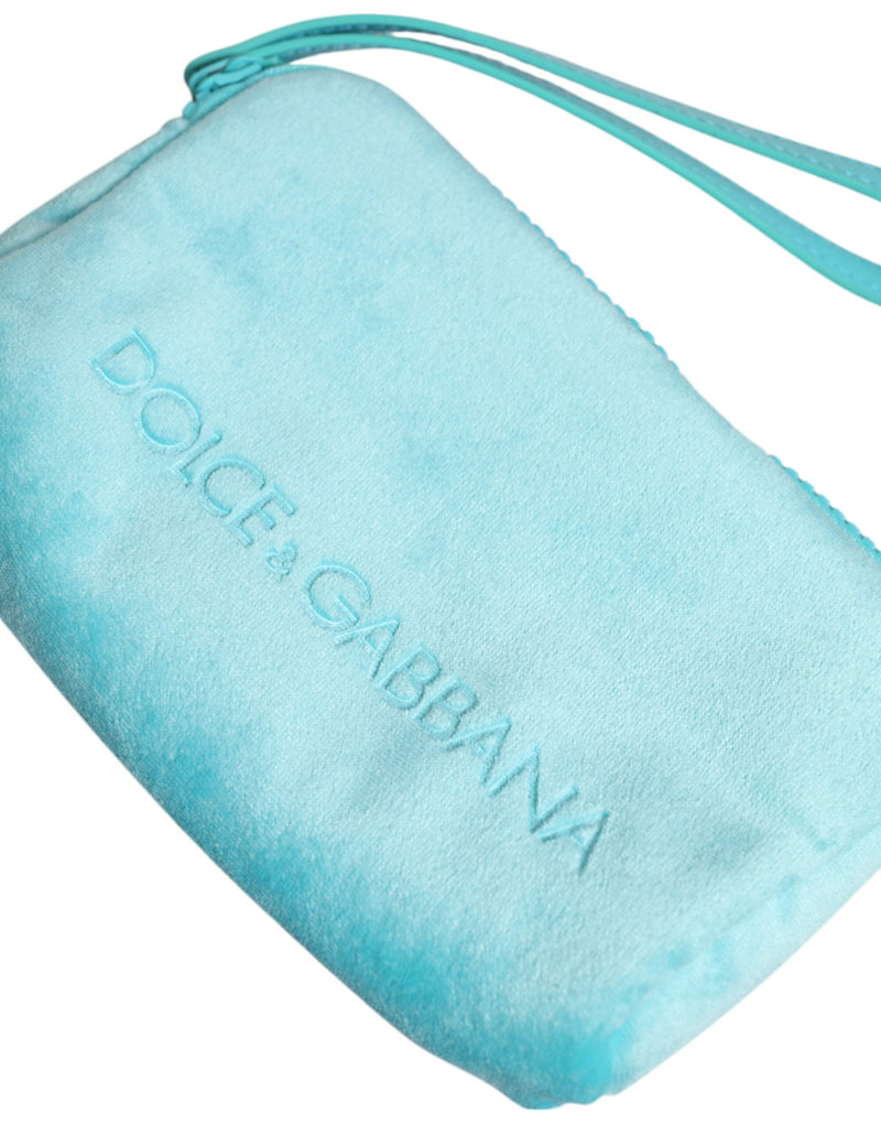 Light Blue Solid Logo Clutch Sunglasses Holder Pouch Bag Dolce & Gabbana