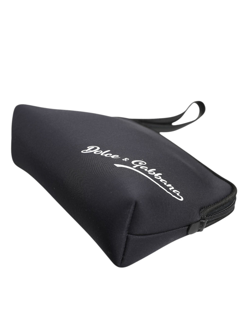 Black Solid Nylon DG LogoPrint Clutch Zip Borse Pouch Bag Dolce & Gabbana