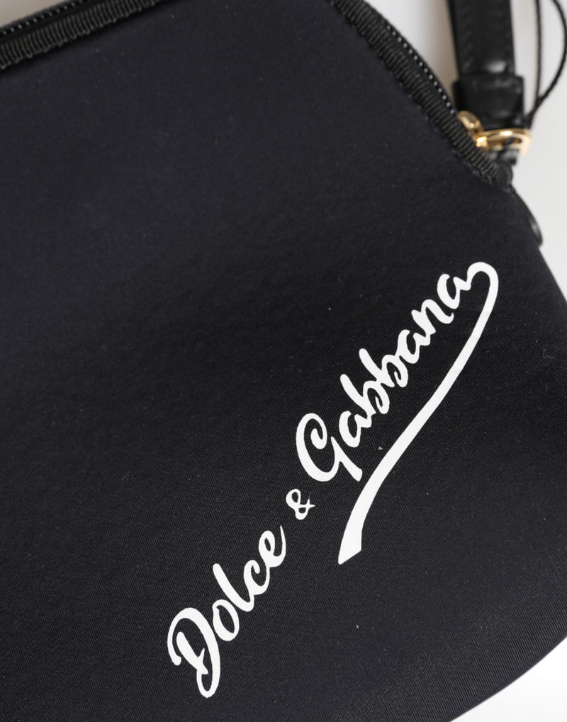 Black Solid Nylon DG LogoPrint Clutch Zip Borse Pouch Bag Dolce & Gabbana