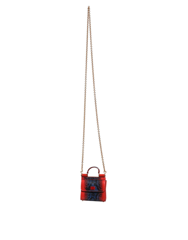 Red Blue Leather Sicily Crossbody Chain SatchelBorse Bag Dolce & Gabbana