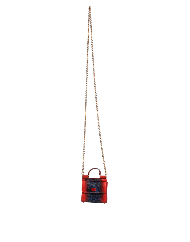 Red Blue Leather Sicily Crossbody Chain SatchelBorse Bag Dolce & Gabbana