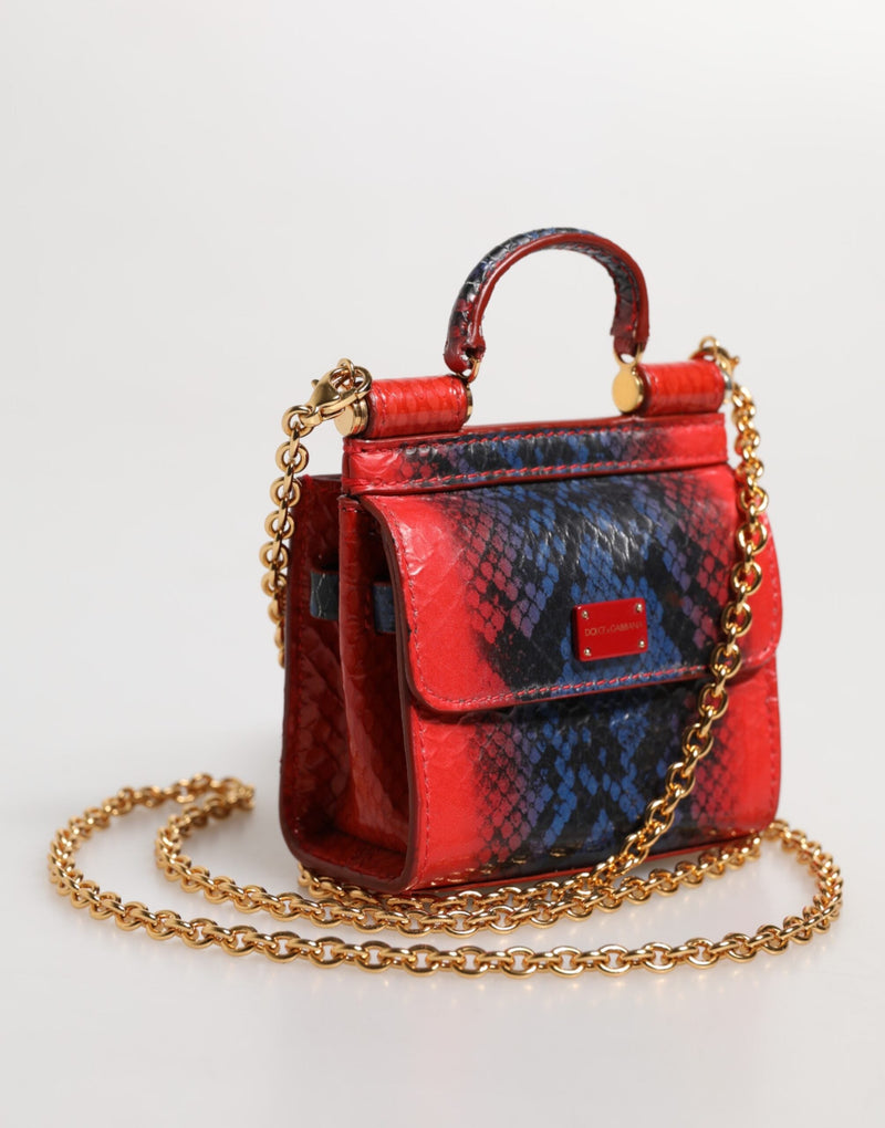 Red Blue Leather Sicily Crossbody Chain SatchelBorse Bag Dolce & Gabbana