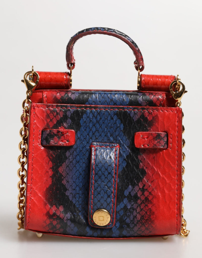 Red Blue Leather Sicily Crossbody Chain SatchelBorse Bag Dolce & Gabbana