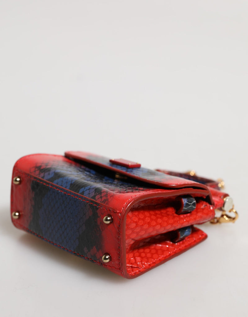 Red Blue Leather Sicily Crossbody Chain SatchelBorse Bag Dolce & Gabbana