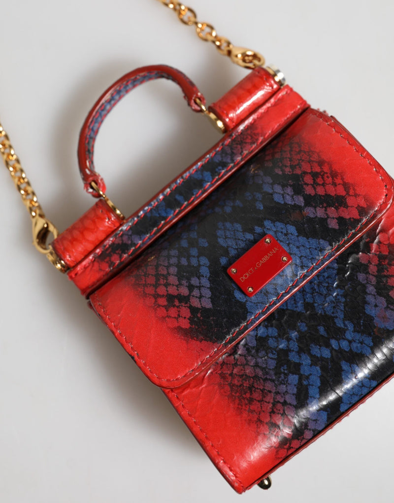 Red Blue Leather Sicily Crossbody Chain SatchelBorse Bag Dolce & Gabbana