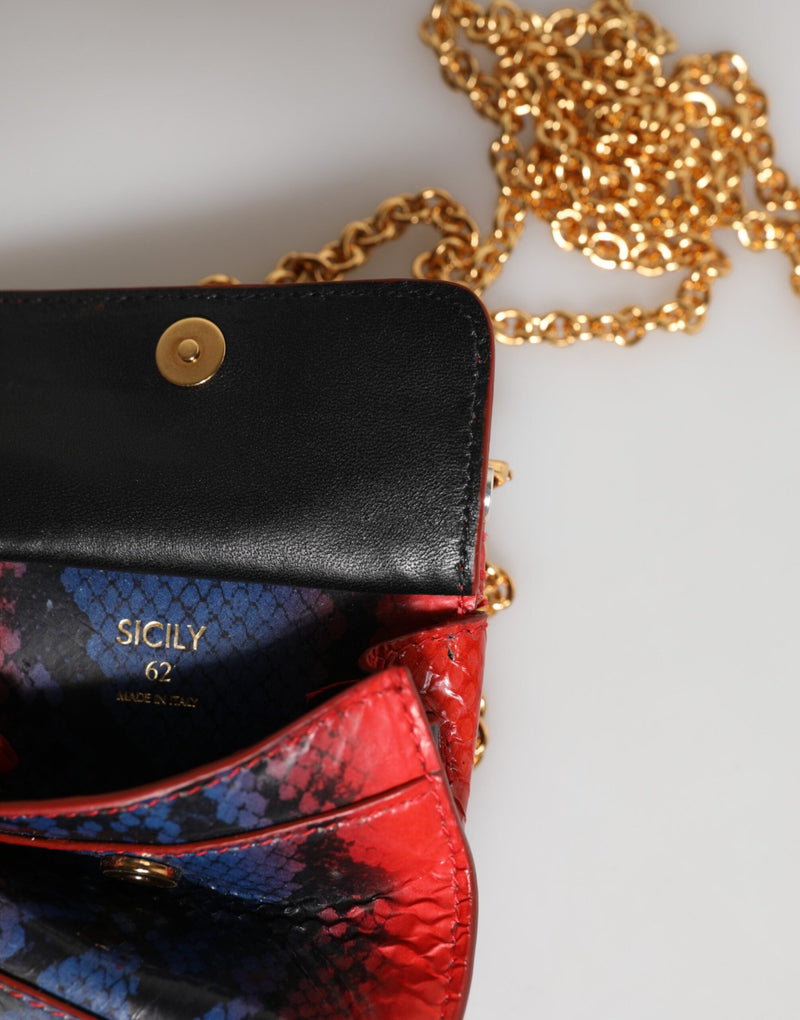 Red Blue Leather Sicily Crossbody Chain SatchelBorse Bag Dolce & Gabbana