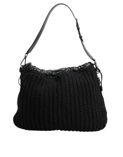 Black Cashmere Knitted Leather Shoulder Women Borse Bag Dolce & Gabbana