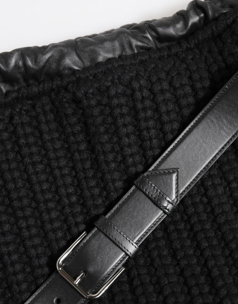 Black Cashmere Knitted Leather Shoulder Women Borse Bag Dolce & Gabbana