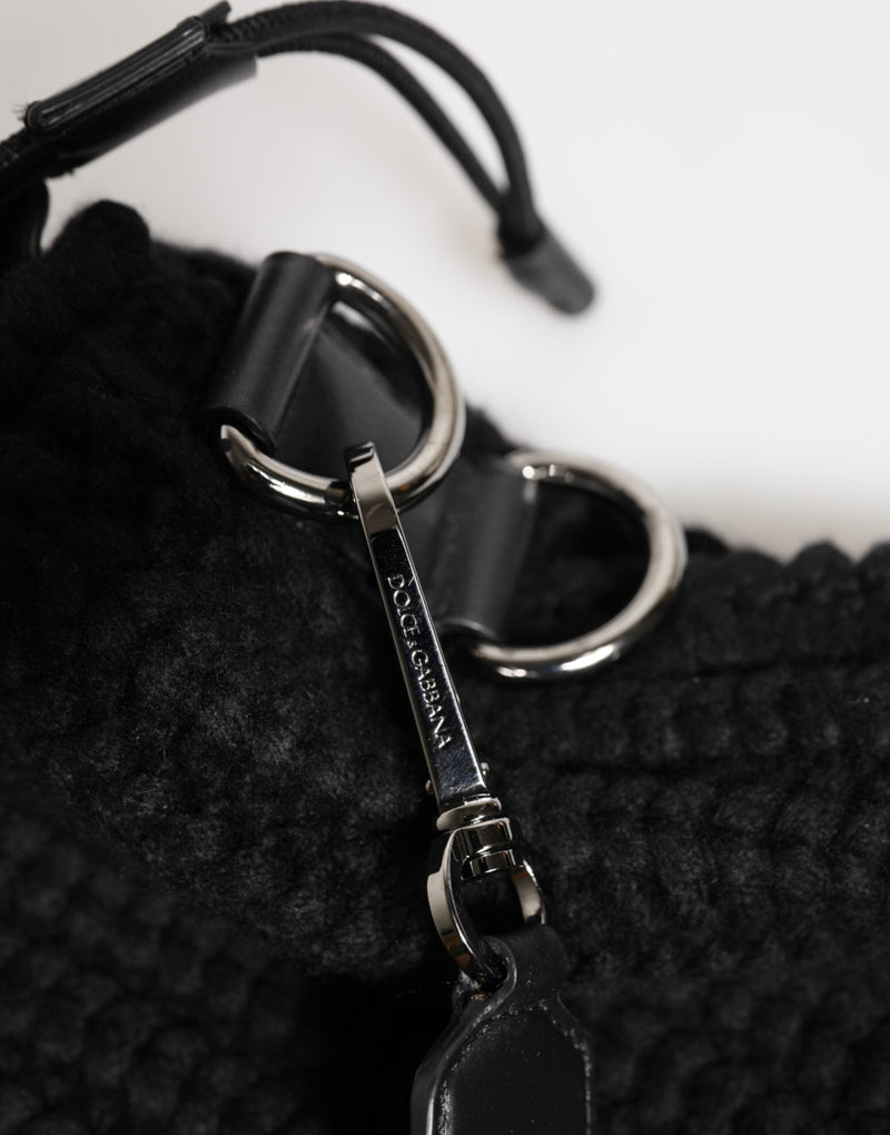 Black Cashmere Knitted Leather Shoulder Women Borse Bag Dolce & Gabbana
