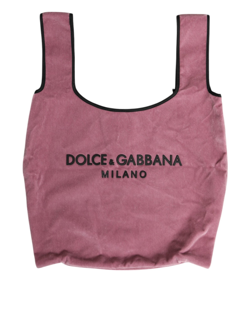 Pink Cotton Velvet DG MILANO Shoulder Shopping Borse Bag Dolce & Gabbana