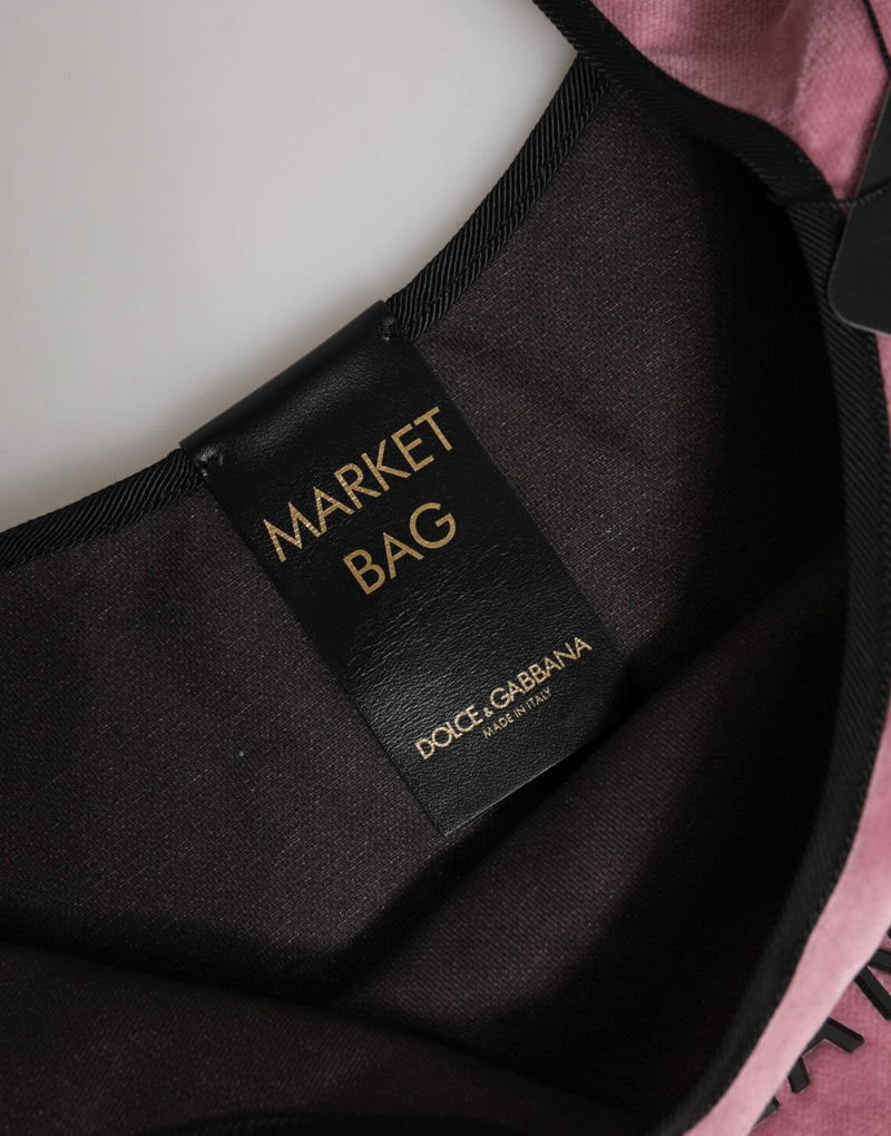 Pink Cotton Velvet DG MILANO Shoulder Shopping Borse Bag Dolce & Gabbana