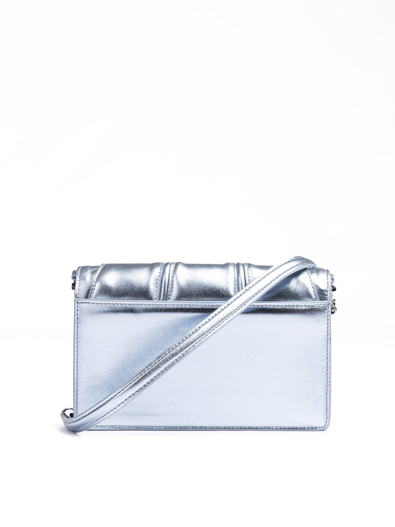 Metal light blue GT patent leather bag with chain Ferrari