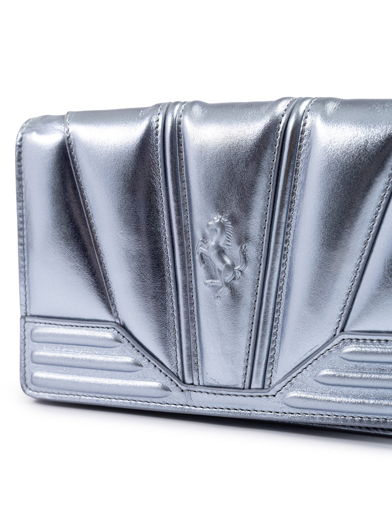 Metal light blue GT patent leather bag with chain Ferrari