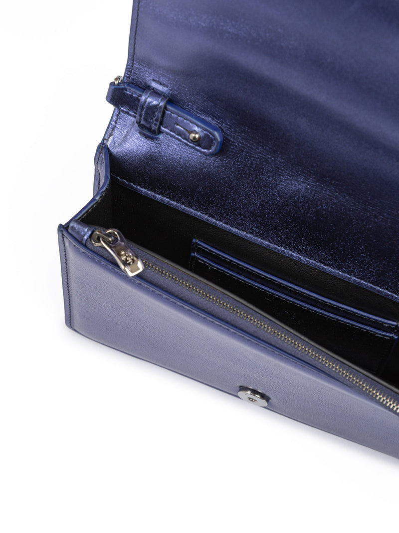 Metal blue GT patent leather bag with chain Ferrari
