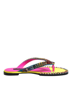 Multicolor Rhinestone Flip Flop Flat Sandals Shoes Dolce & Gabbana