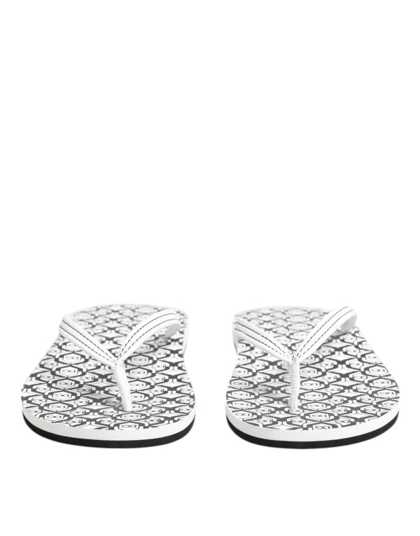 Black White Logo Beachwear Flats Slipper Shoes Dolce & Gabbana