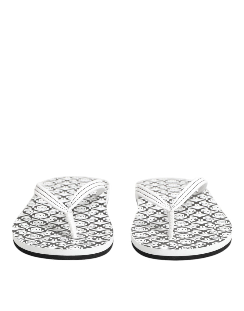 Black White Logo Beachwear Flats Slipper Shoes Dolce & Gabbana